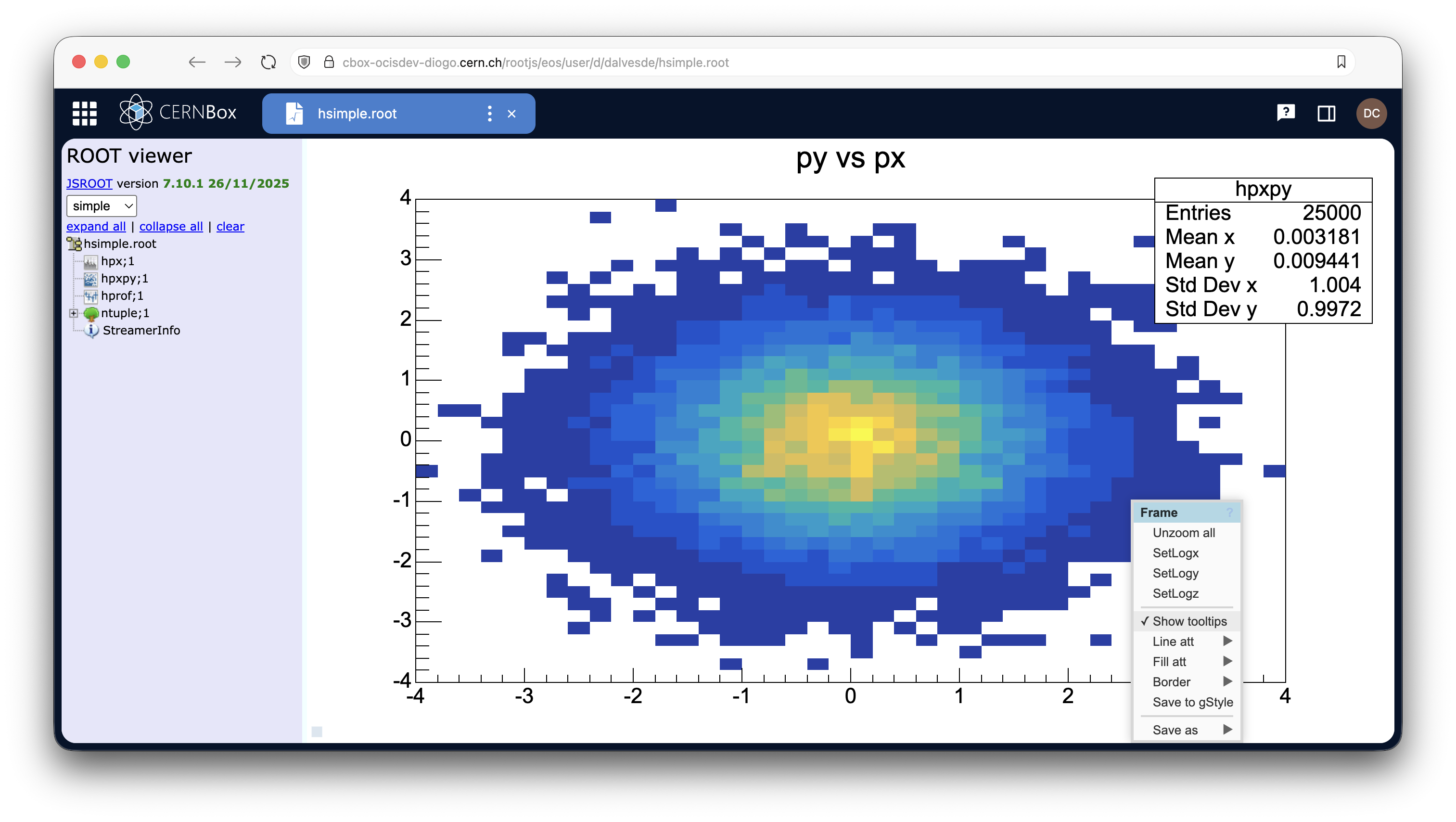 ROOT viewer in CERNBox