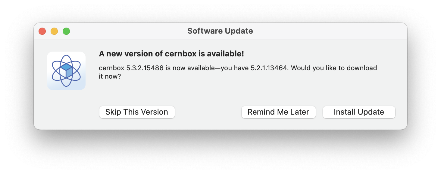 Check for updates in CERNBox client
