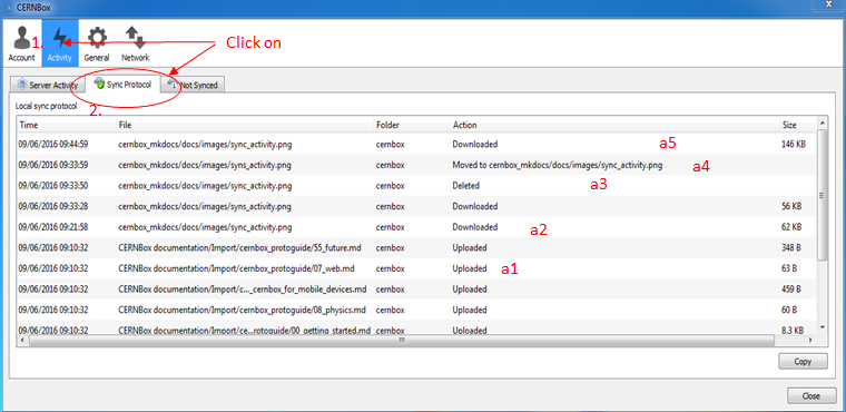 Sync activity