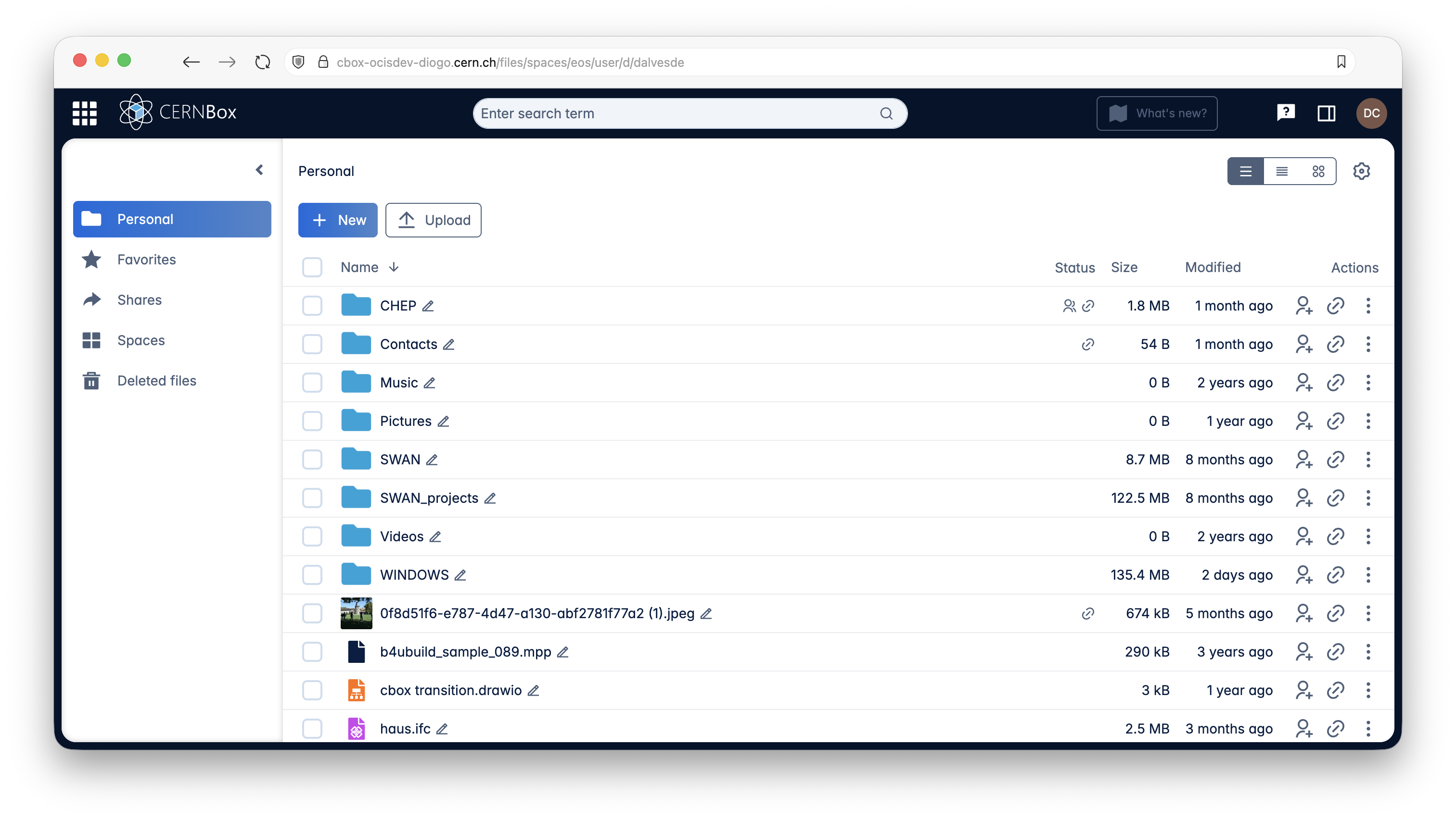 The CERNBox Web UI