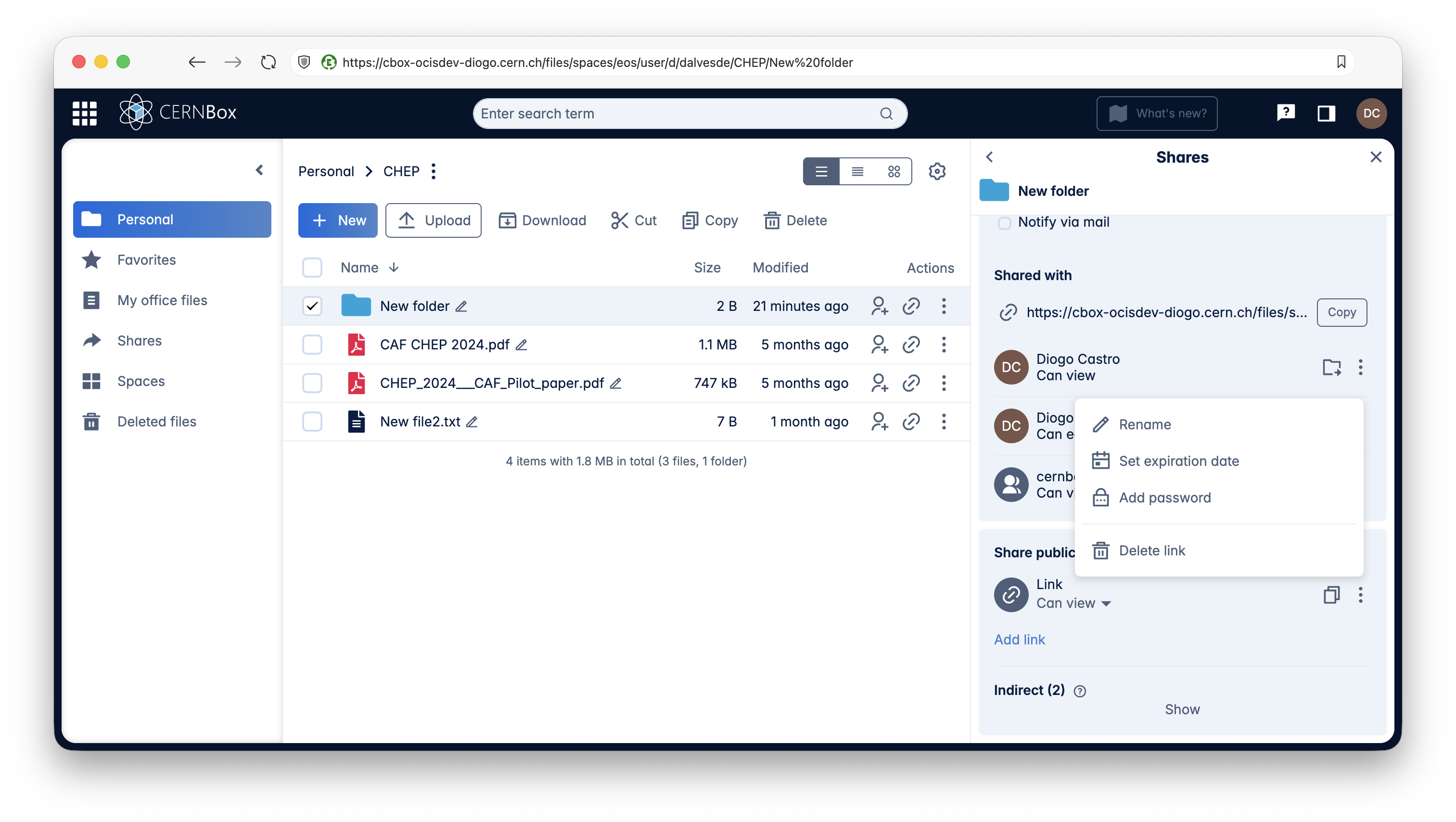 Public share menu
